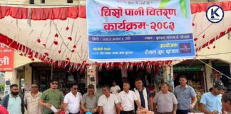 गर्मीमा राहतः रोयल ग्रुप बुटवलद्वारा यात्रुलाई चिसो पानी, मोही वितरण
