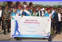 शान्ति र सद्भावको सन्देश दिँदै लुम्बिनीमा पदयात्रा