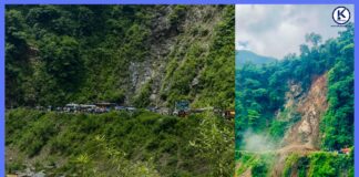 पाल्पाको गौडेपुल नजिक सुख्खा पहिरो, एकतर्फी सवारी सञ्चालन
