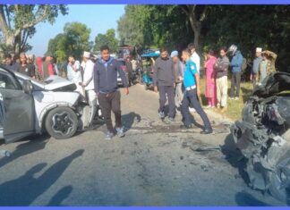 बाँकेमा दुई कार ठोक्किँदा एक जनाको मृत्यु, ६ घाइते